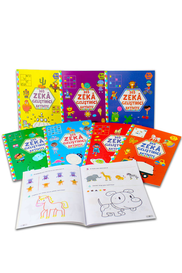 365 Zeka Geliştirici Aktivite Seti 8 Kitap 4 Yaş ve Üzeri Çocuklar İçin