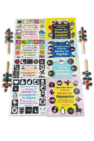 Tiny Kids - Bebeğimin İlk Kitapları 8 Kitap - Çıngırak Hediyeli