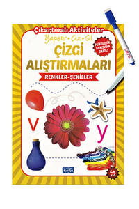 Çizgi Alıştırmaları - Renkler Şekiller - Parıltı Yayınları - Yaz Sil Kalem Hediyeli - Thumbnail