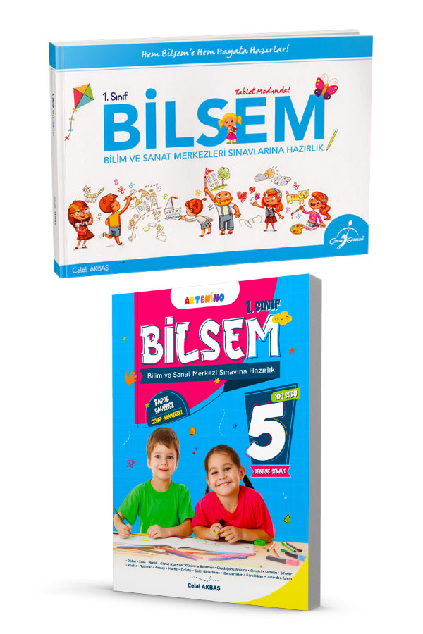 1.Sınıf Bilsem Tablet Modunda ve Bilsem Sınavına Hazırlık 5'li Deneme Sınavı 2 Kitap Set