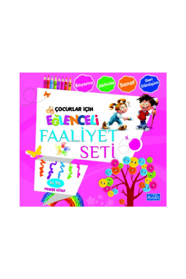 Çocuklar için Eğlenceli Faaliyet seti - Pembe Kitap (4+ Yaş)